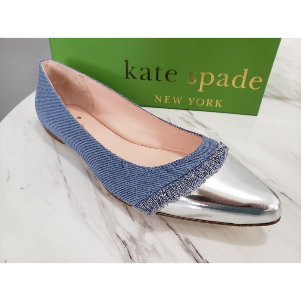 NEW SZ 10 Kate Spade New York Nelly Flats Washed Denim‎ Specchio Chambray